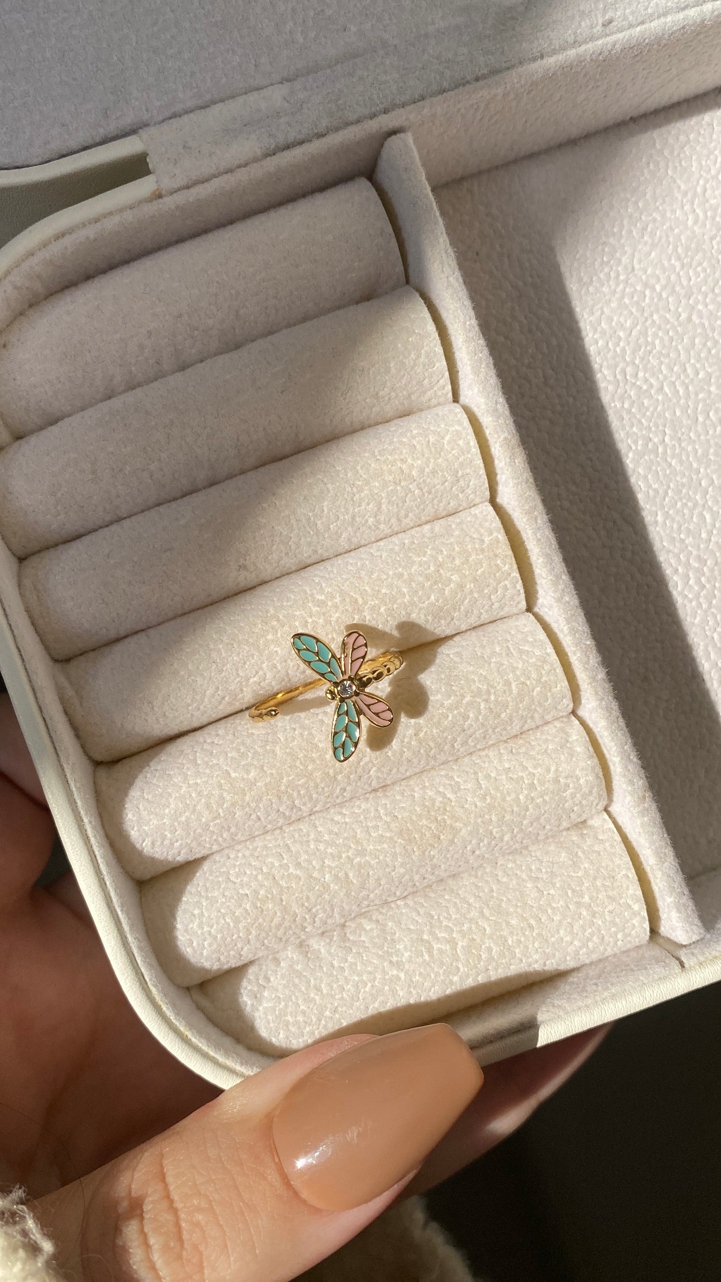 Coloured butterfly ring