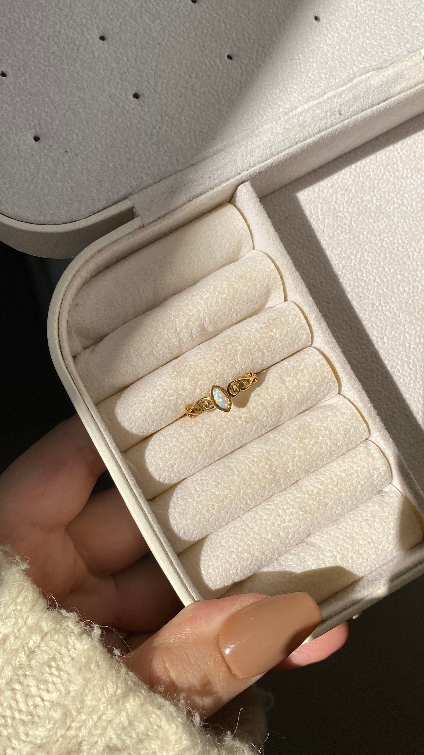 Tiny white stone ring