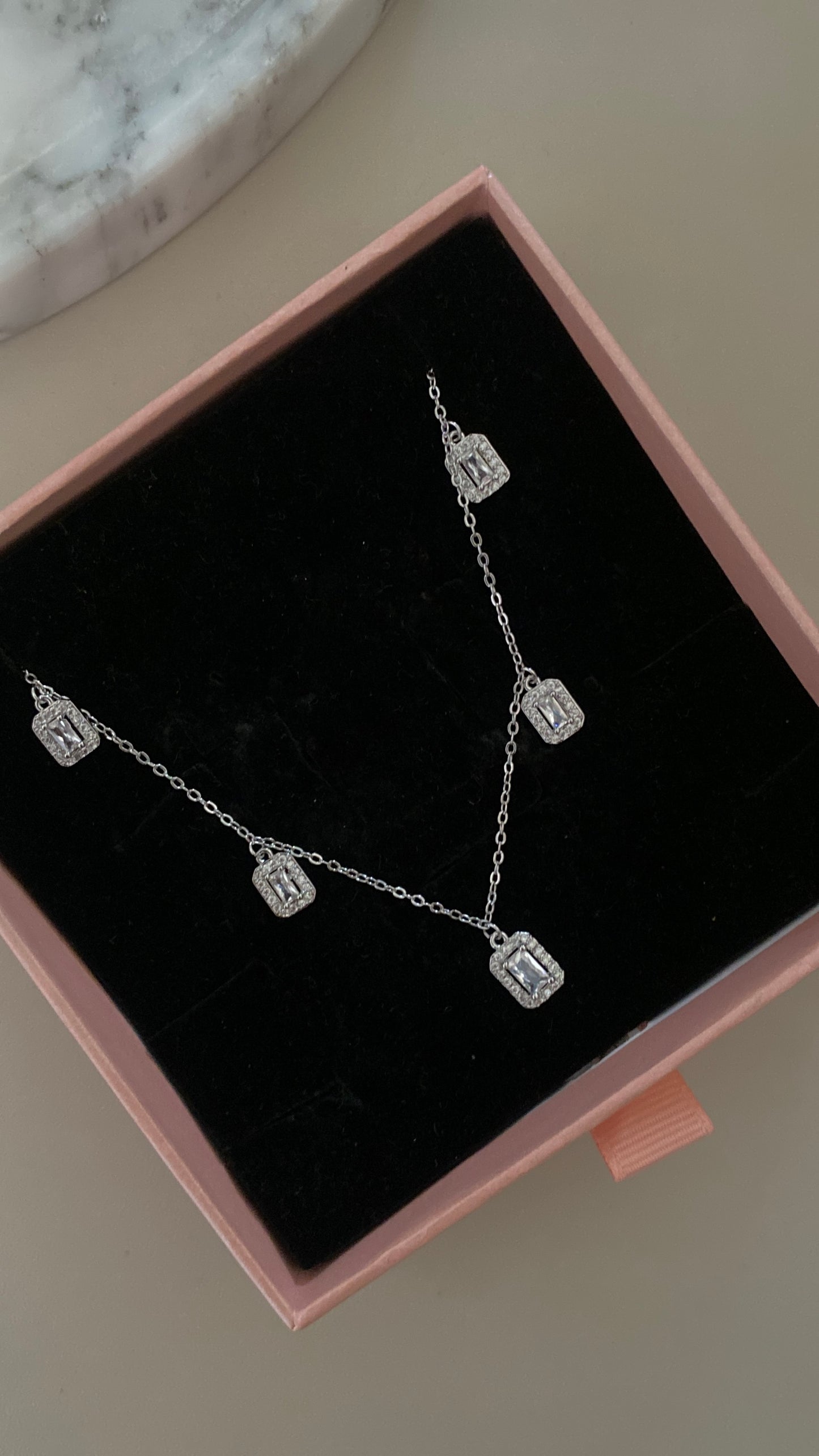 Square stone necklace