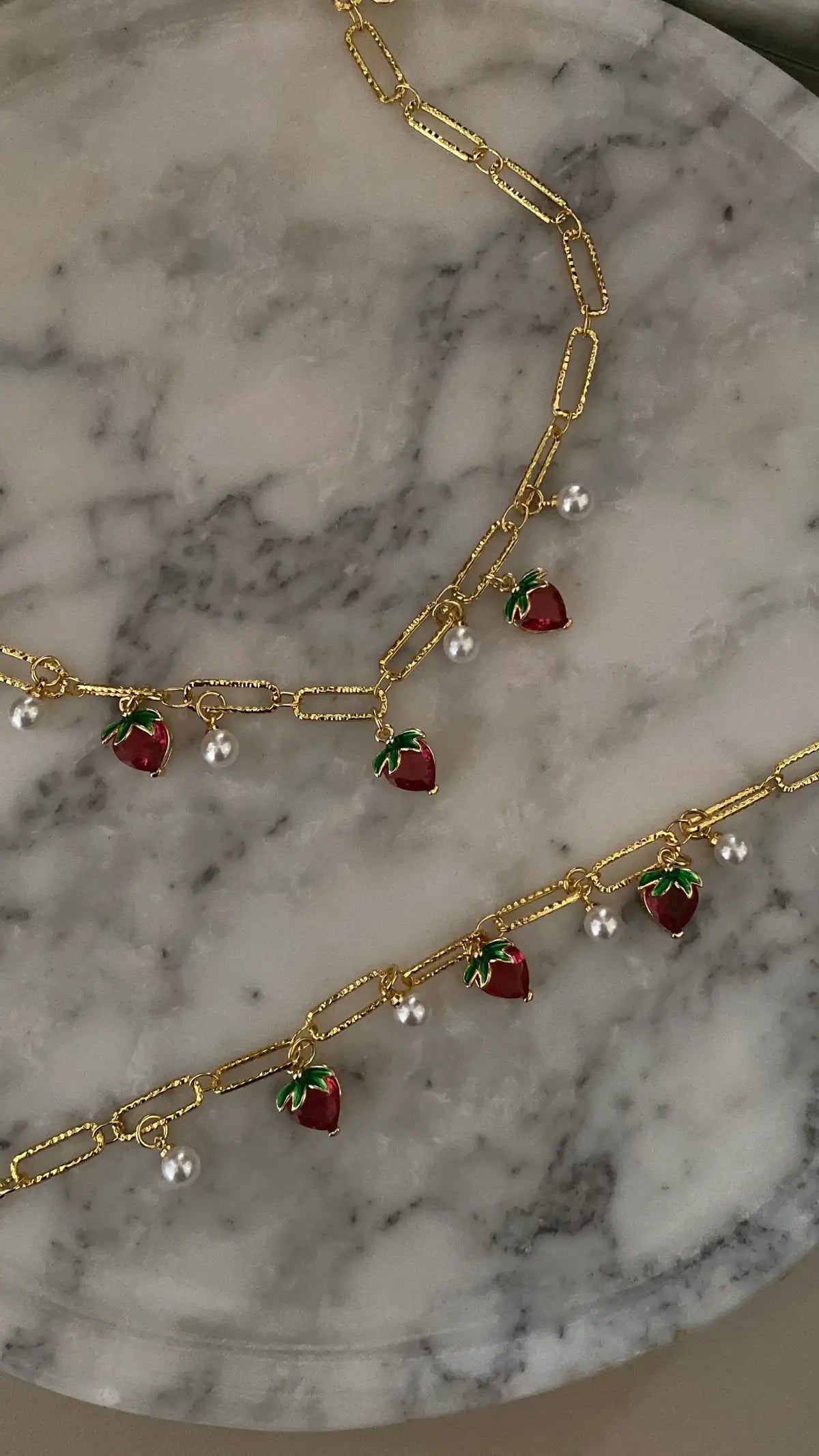 Strawberry necklace and bracelet