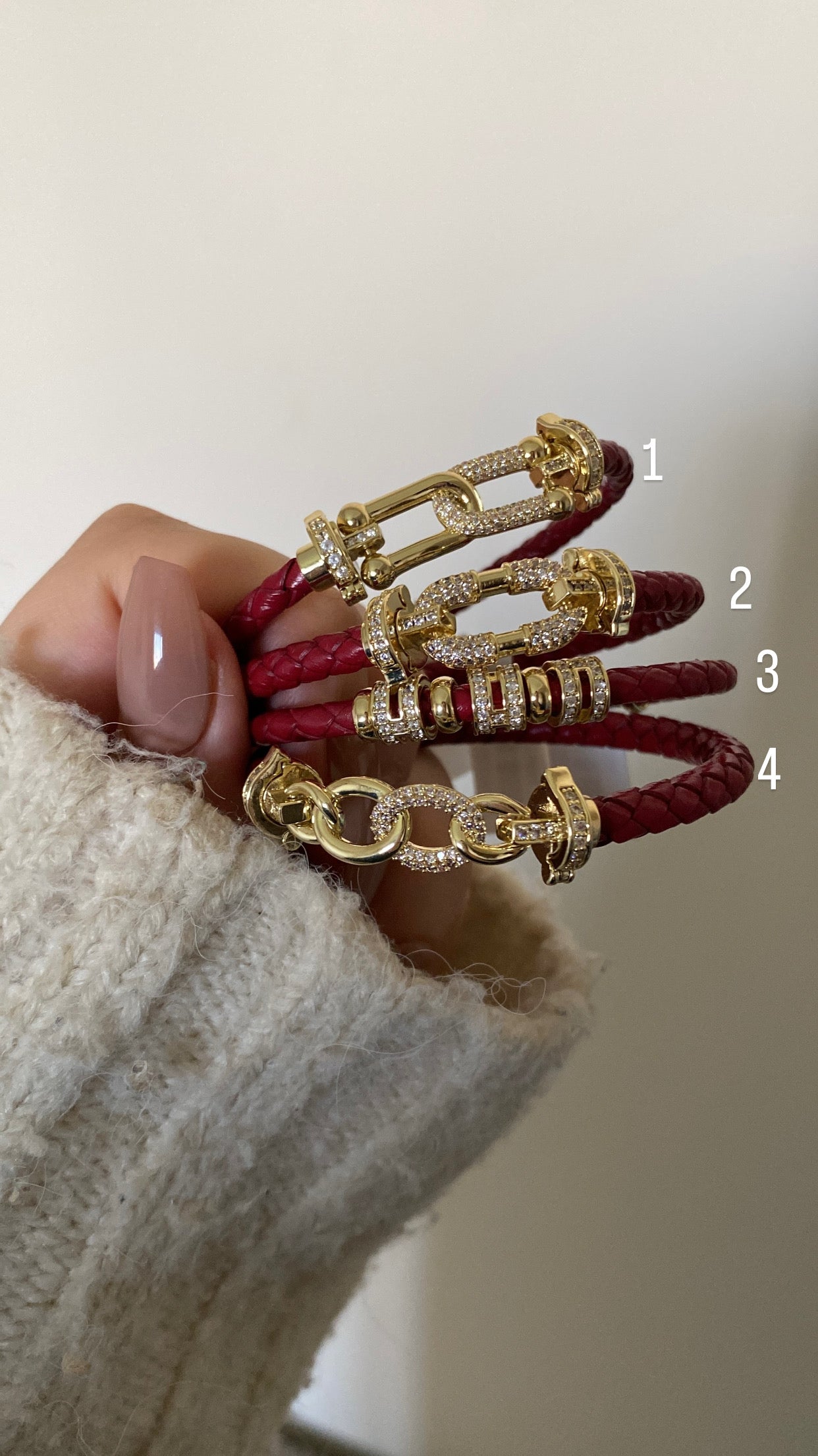 Red leather bangles