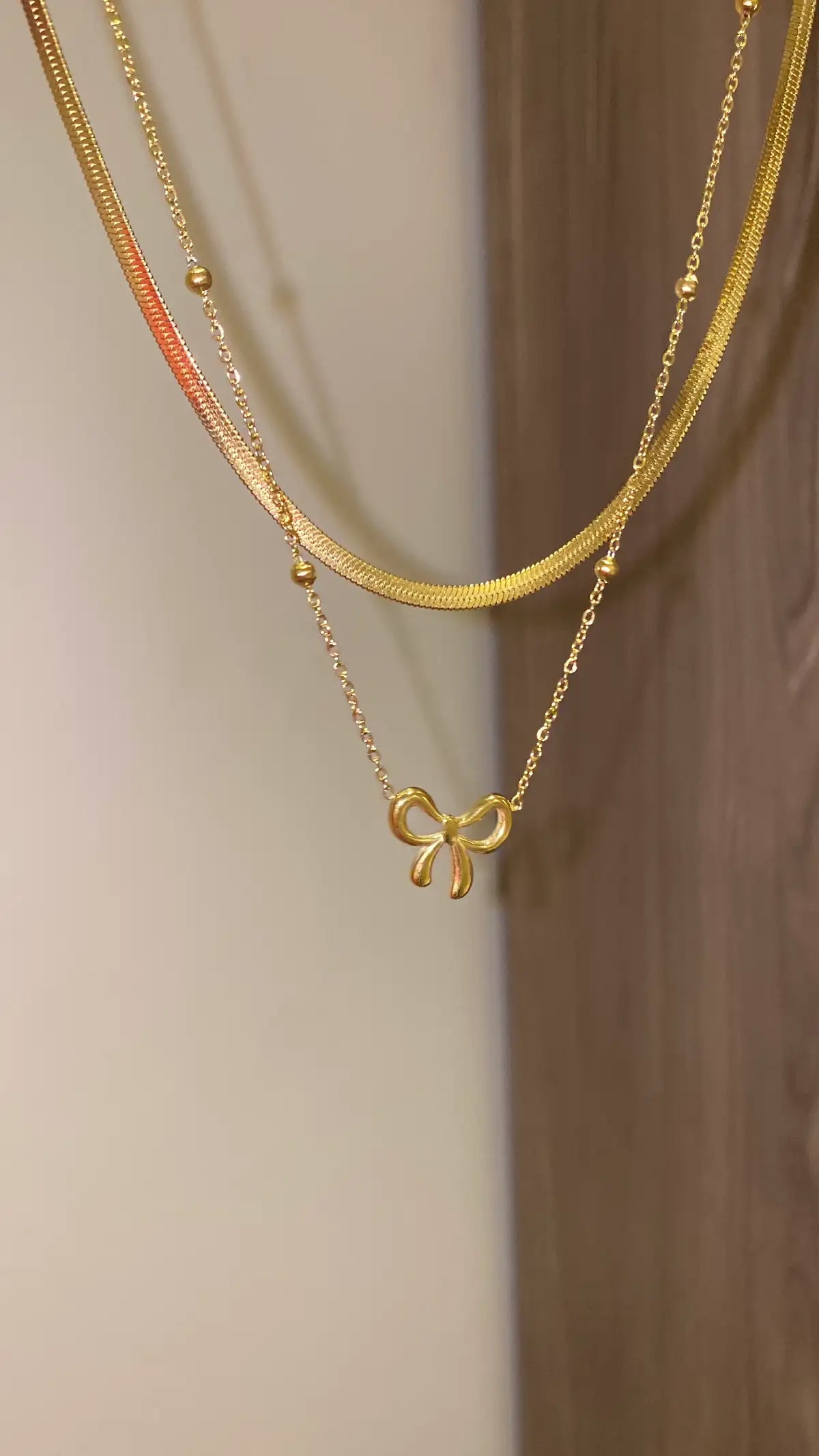 2 layer bow necklace