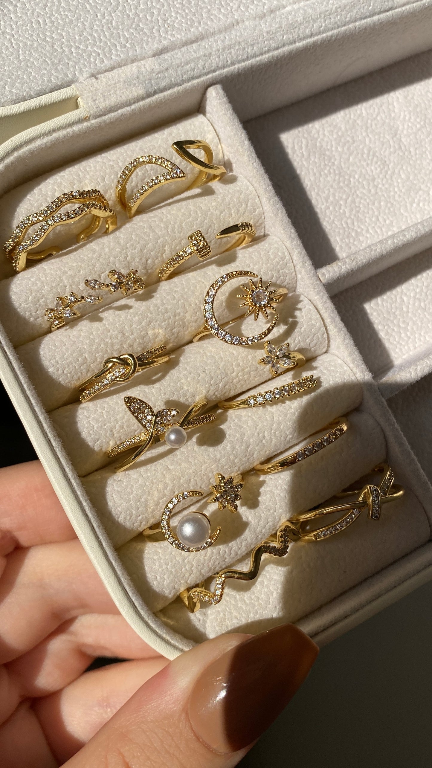 Moon and whale’s tale rings