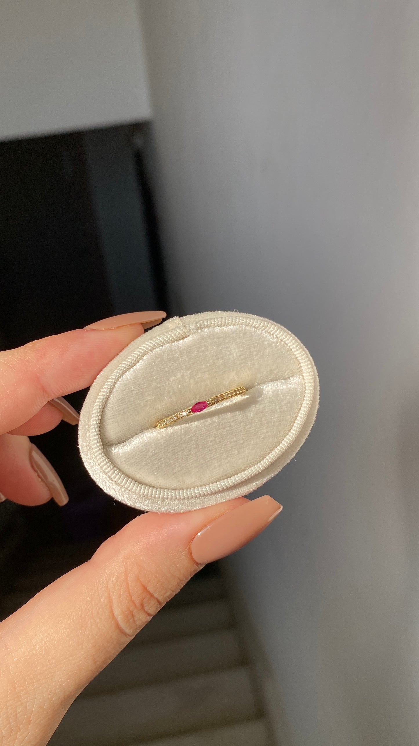 Thin tennis and ruby ring