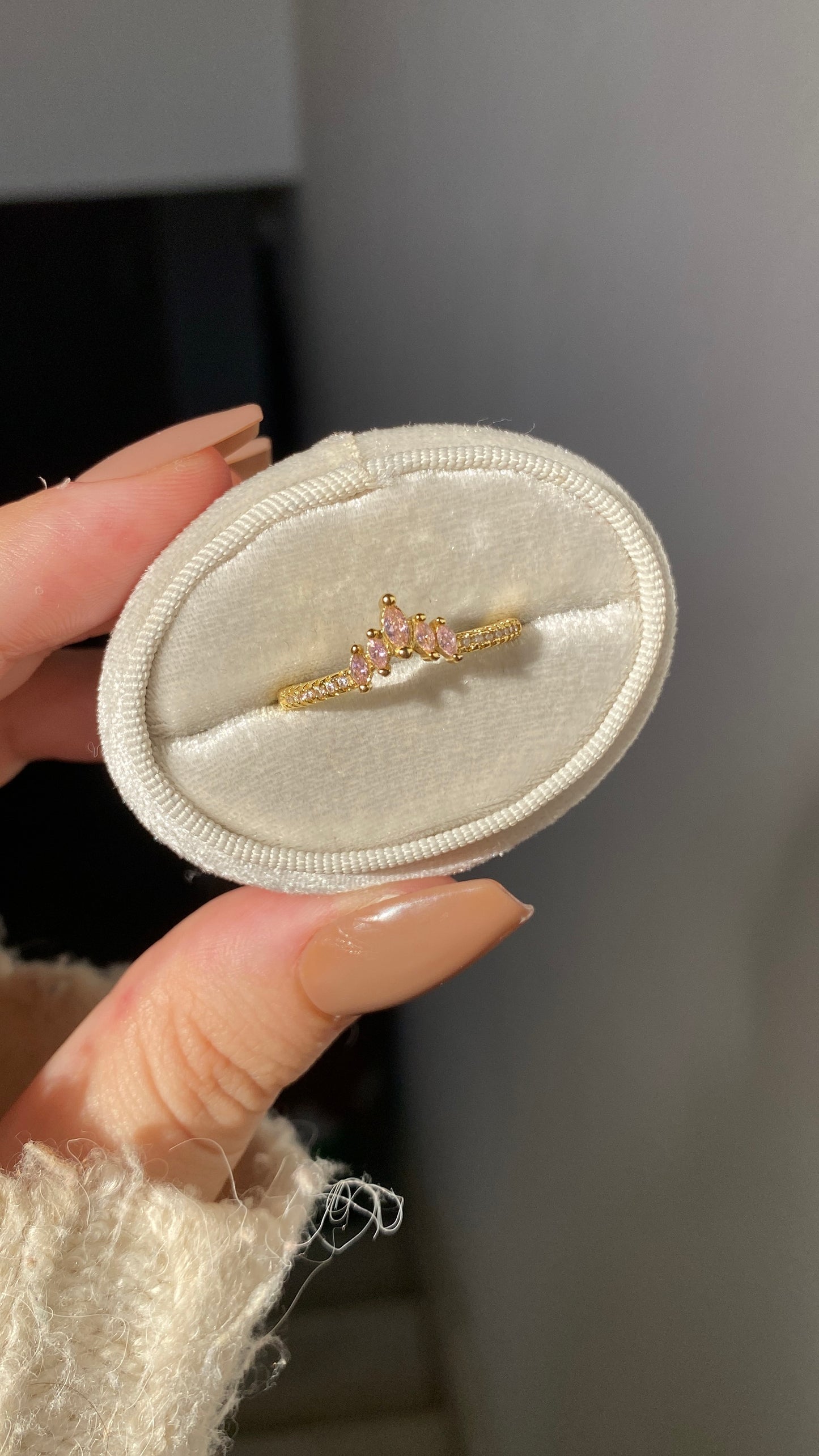 Pink crown ring