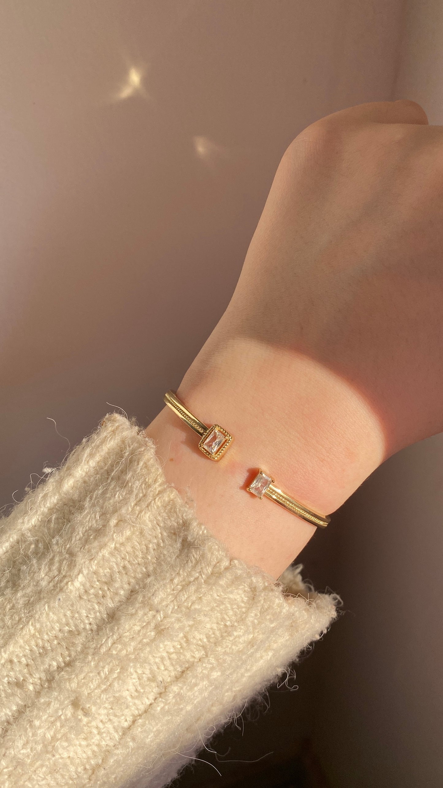 Two square stone bangle