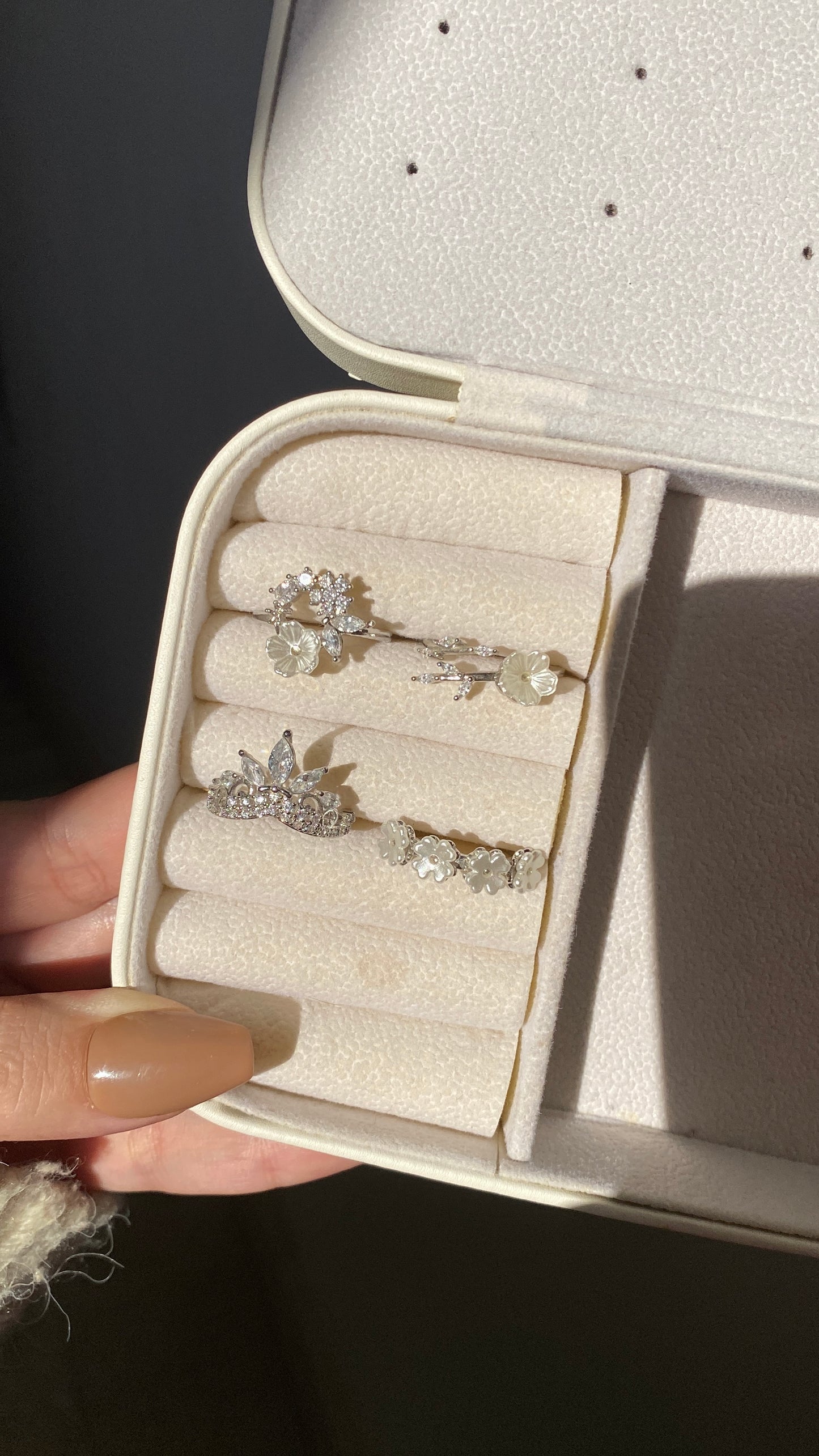 Silver flower rings