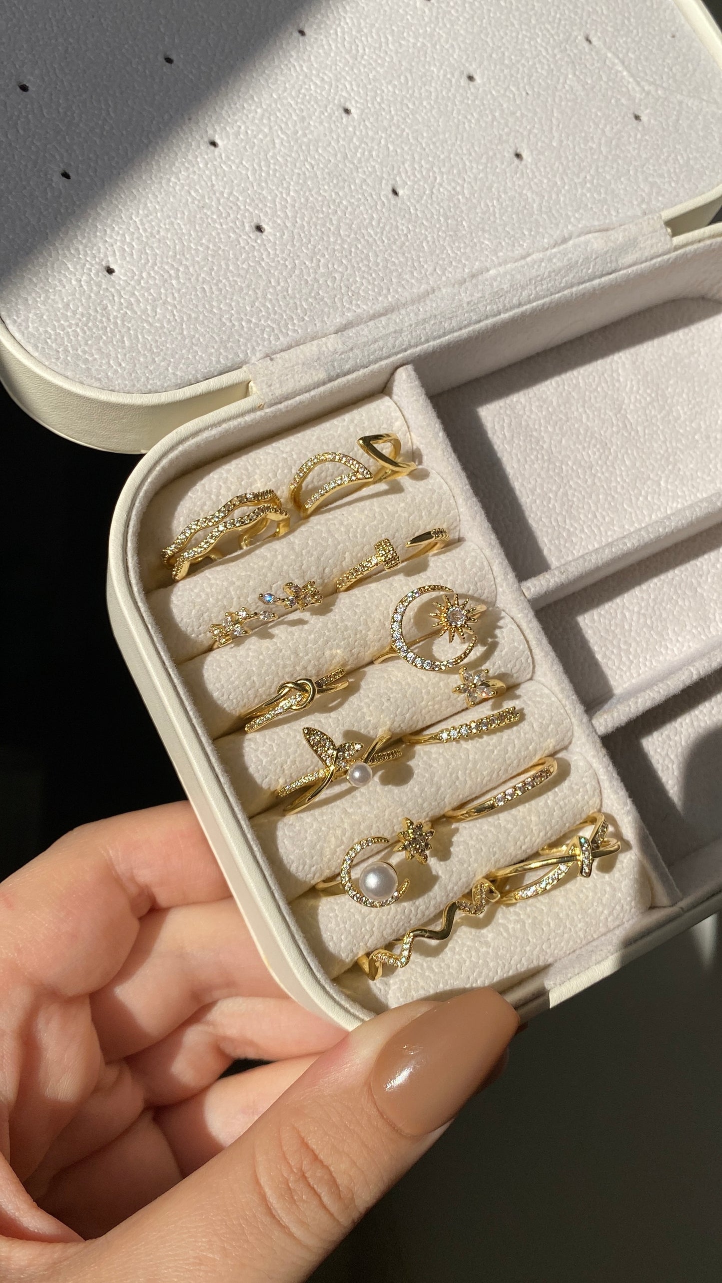 Moon and whale’s tale rings
