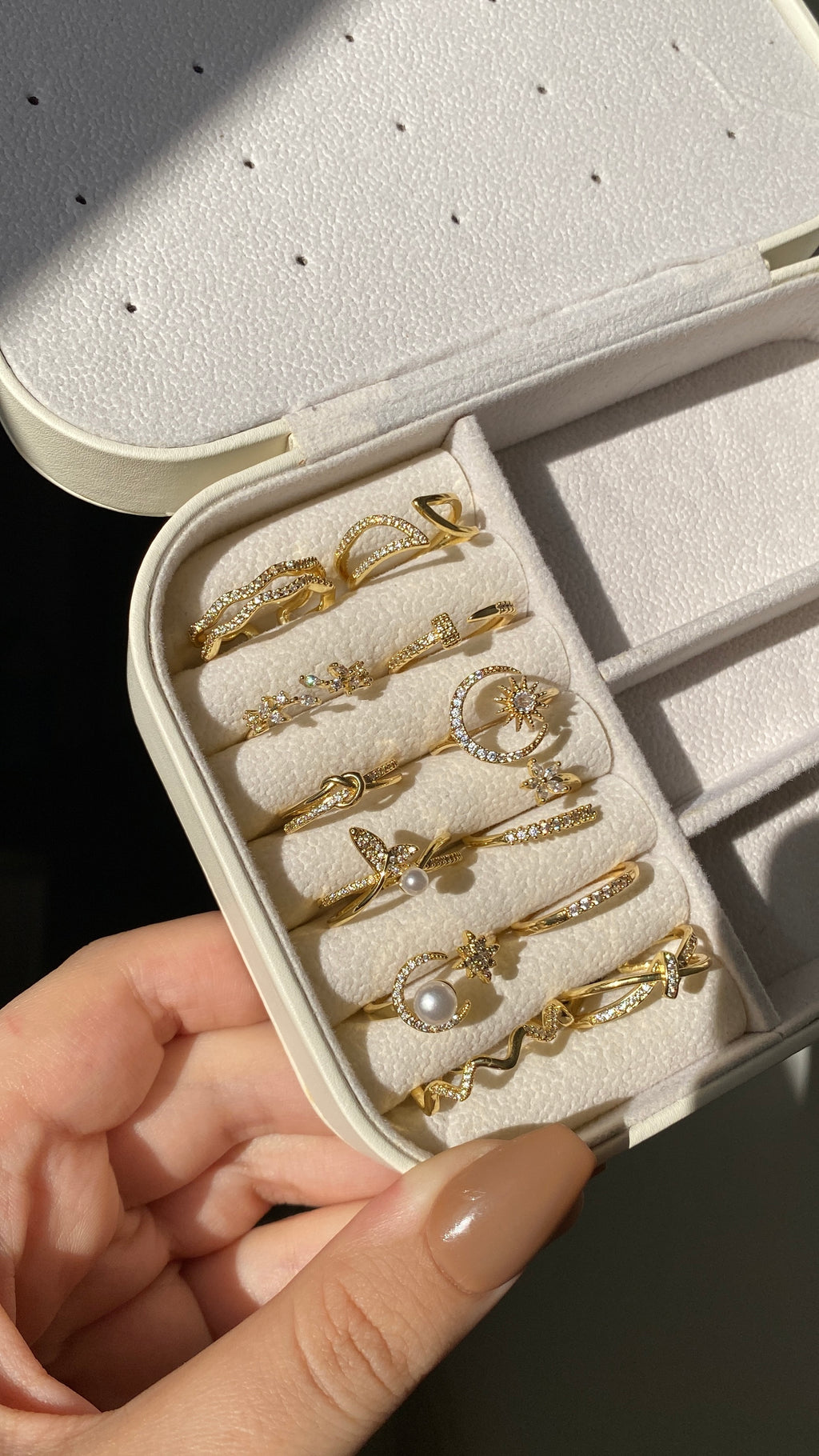 Moon and whale’s tale rings
