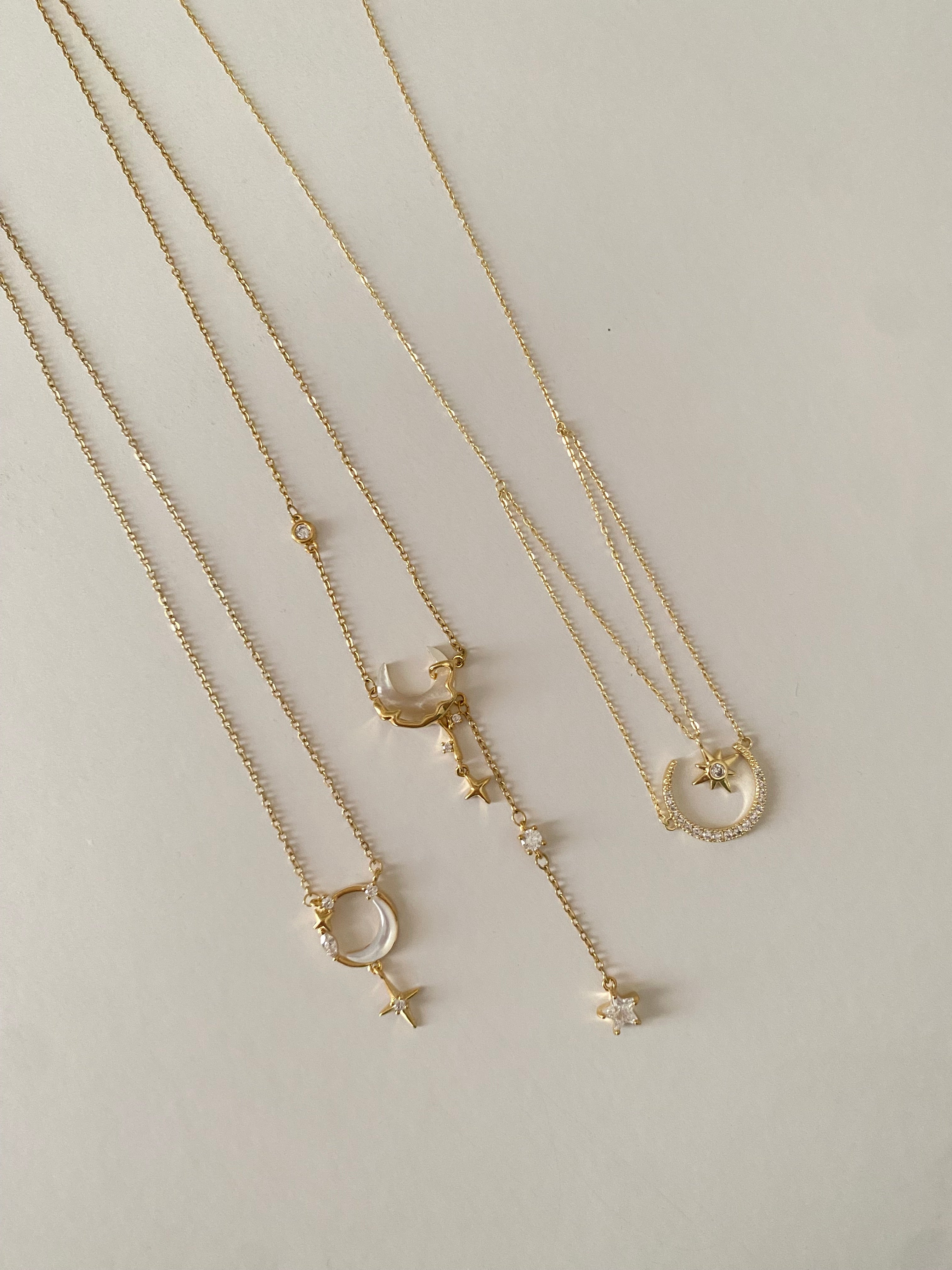 Moon and stars necklaces
