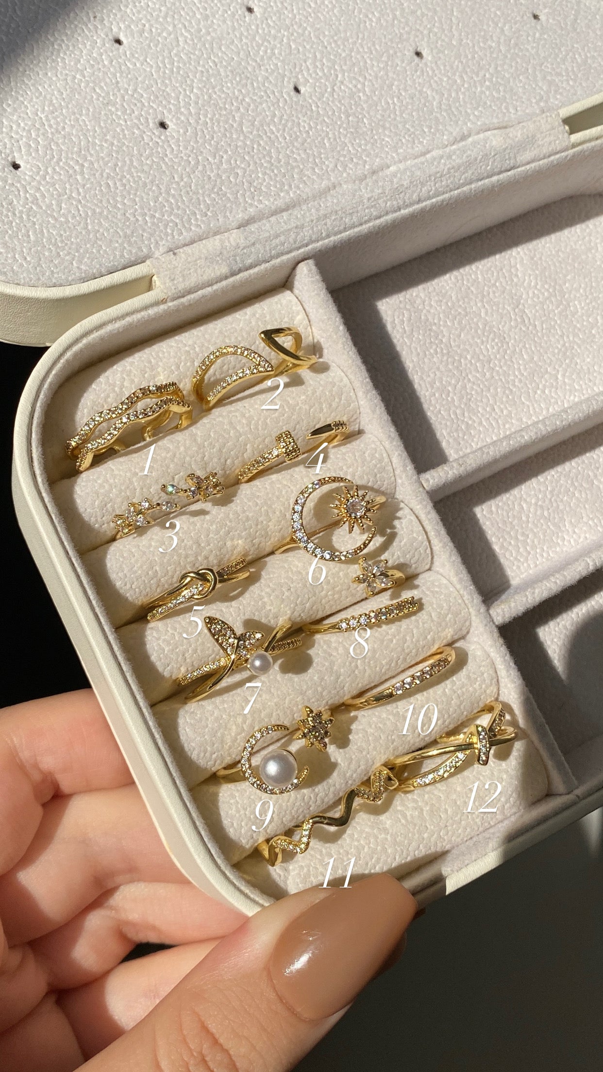 Moon and whale’s tale rings