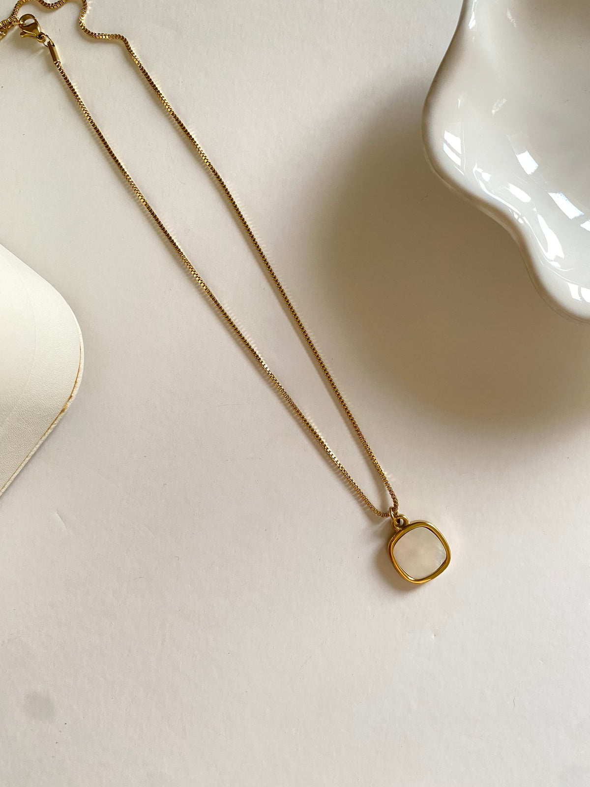 White square necklace