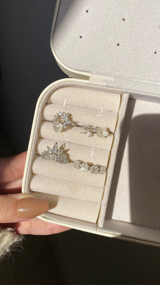 Silver flower rings