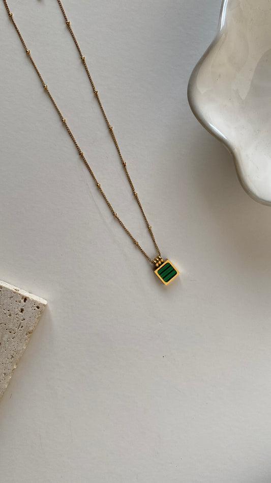 Emerald square necklace