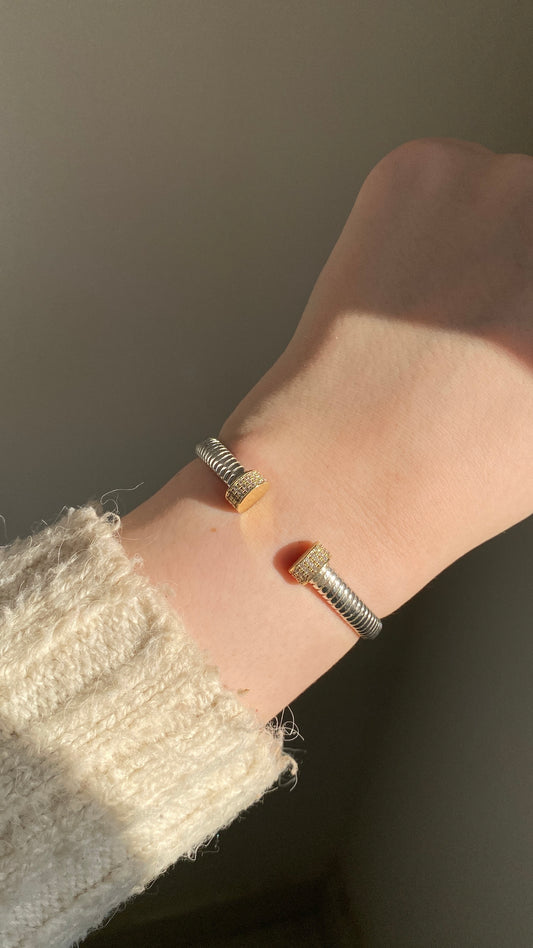 Silver in gold bangle