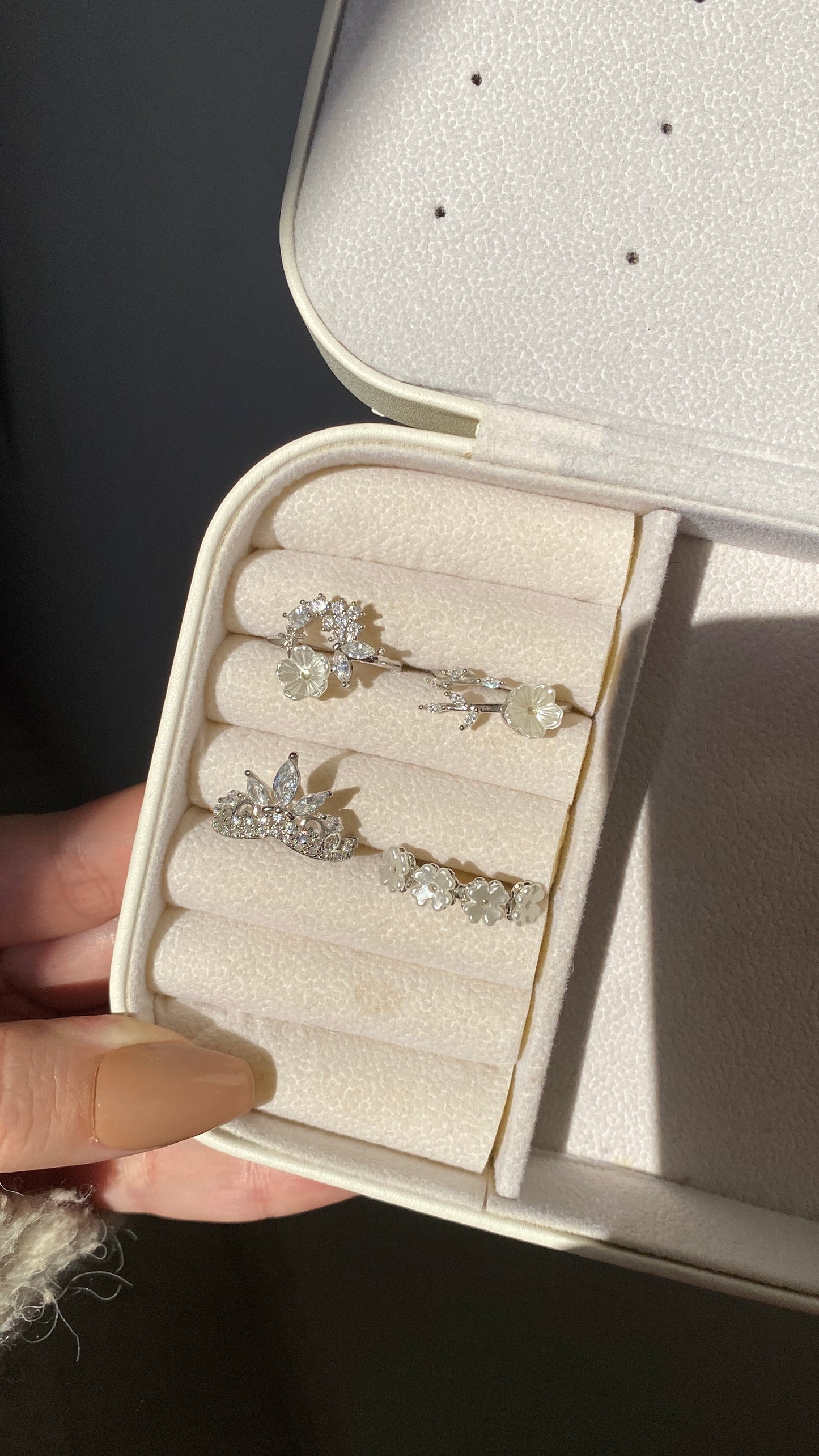 Silver flower rings