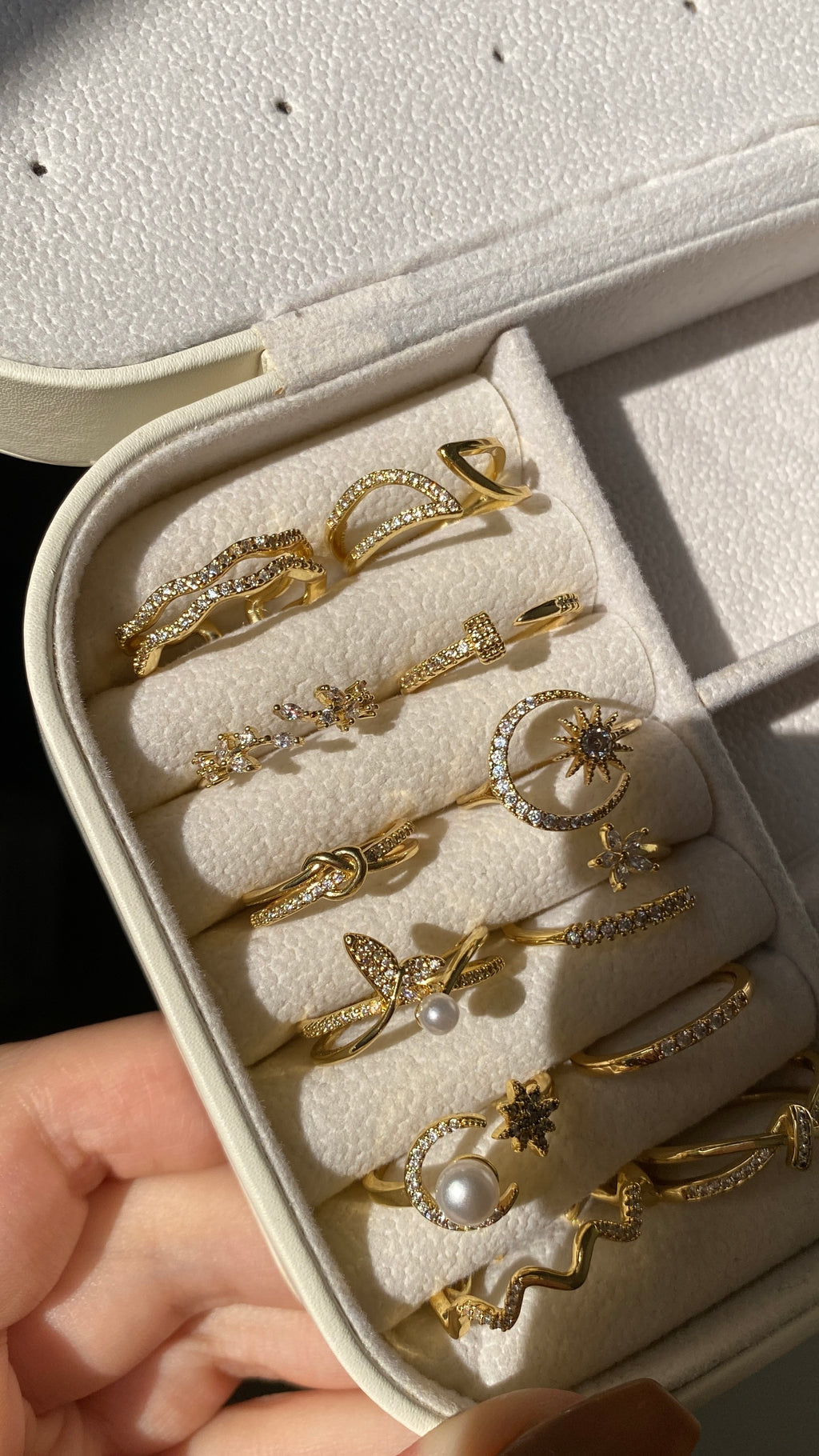 Moon and whale’s tale rings
