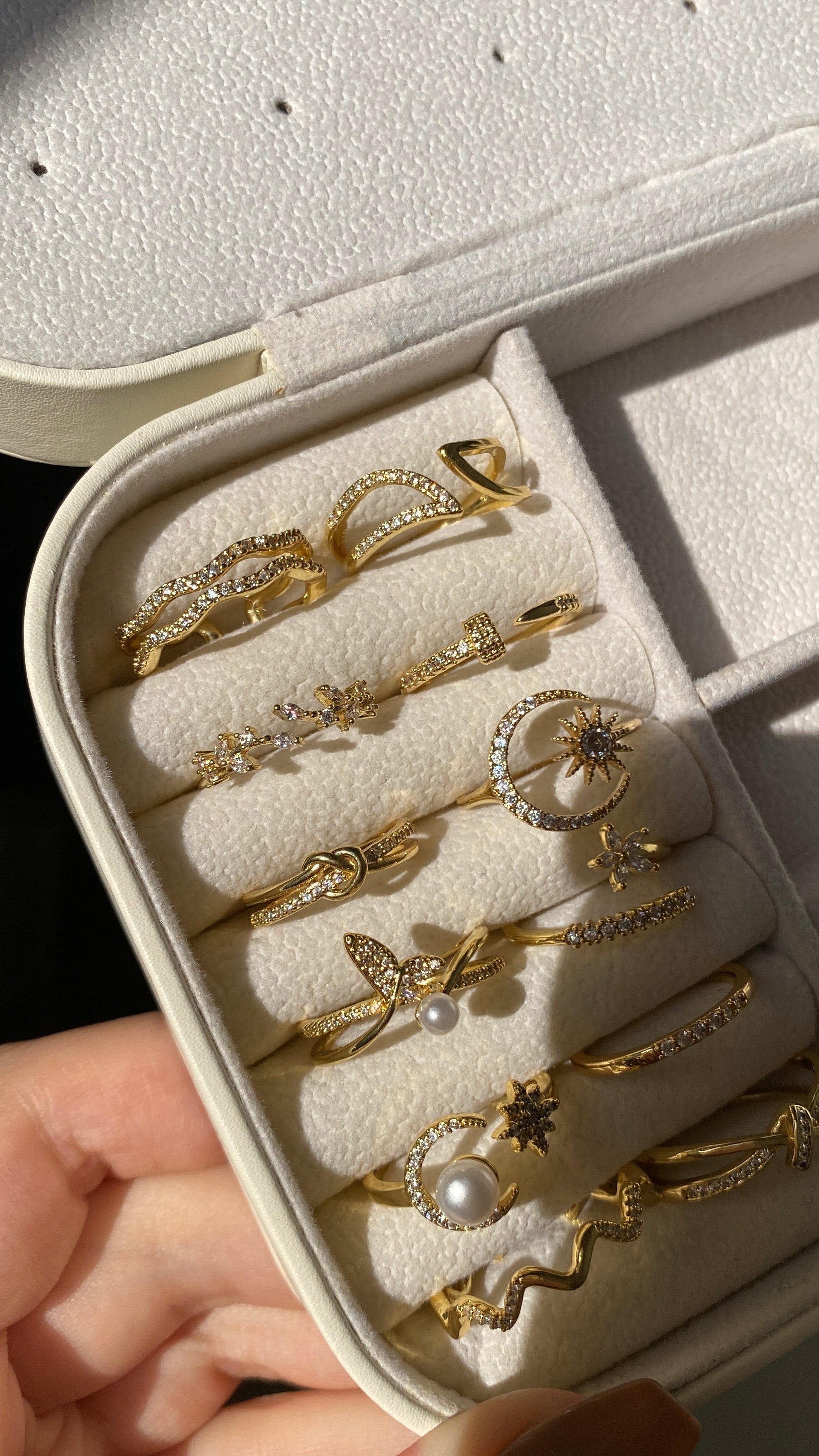 Moon and whale’s tale rings