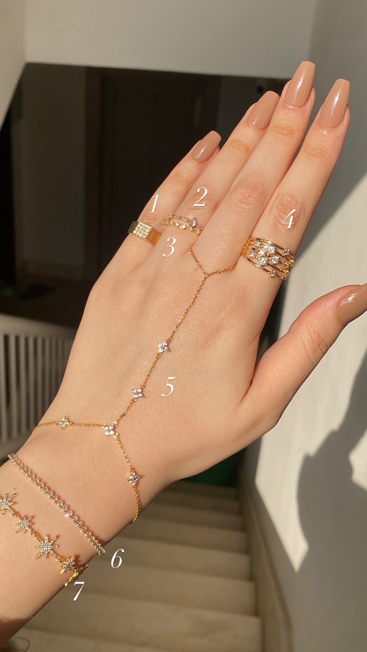 Petite stars handchain stack