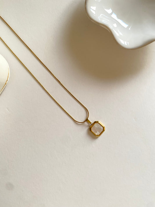 White square necklace