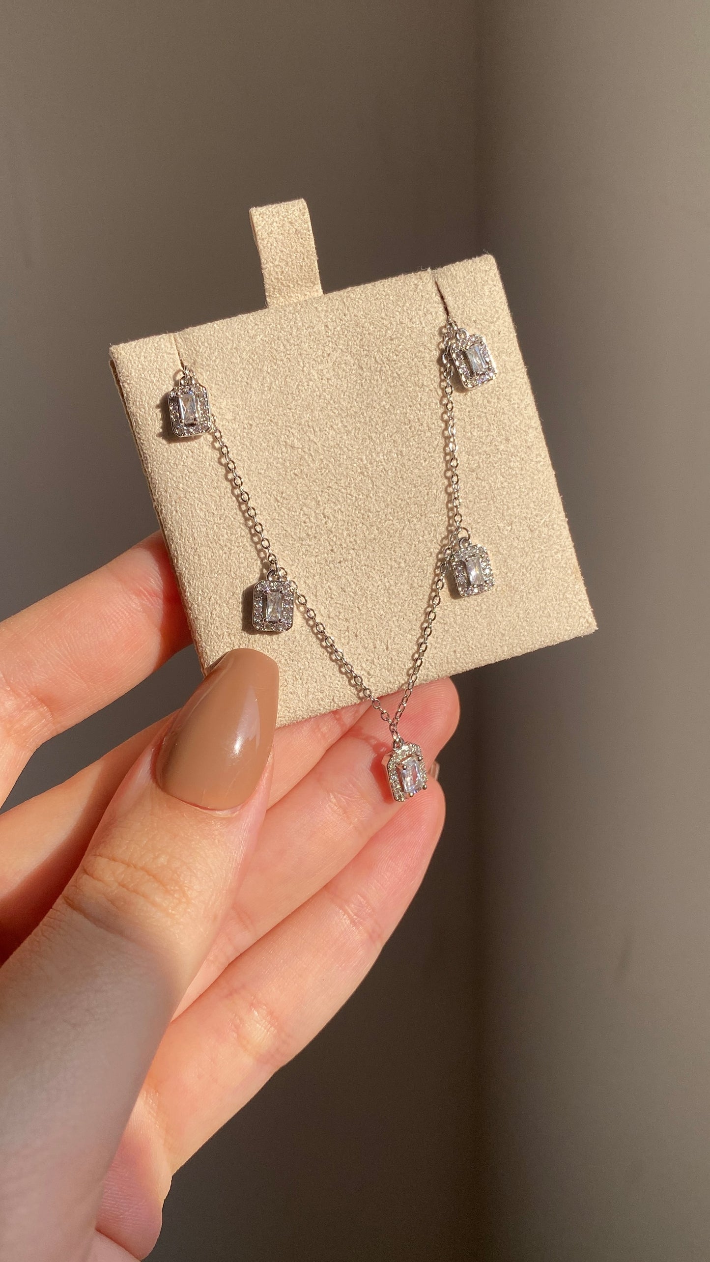 Silver baguette necklace