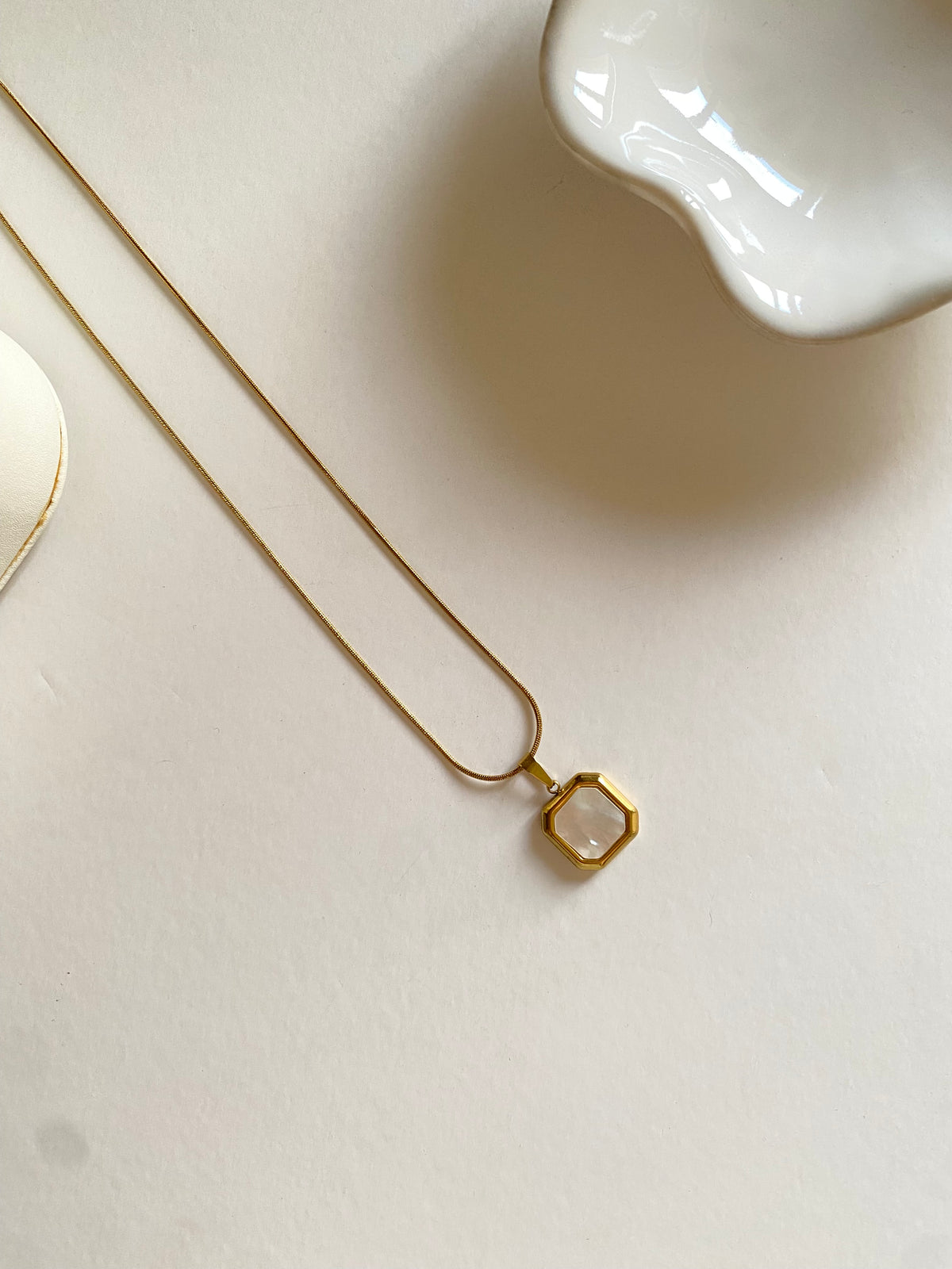 White square necklace