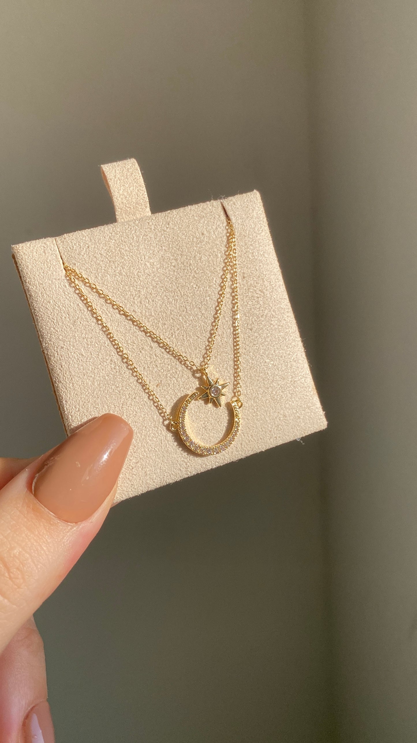 Layered moon and star necklace
