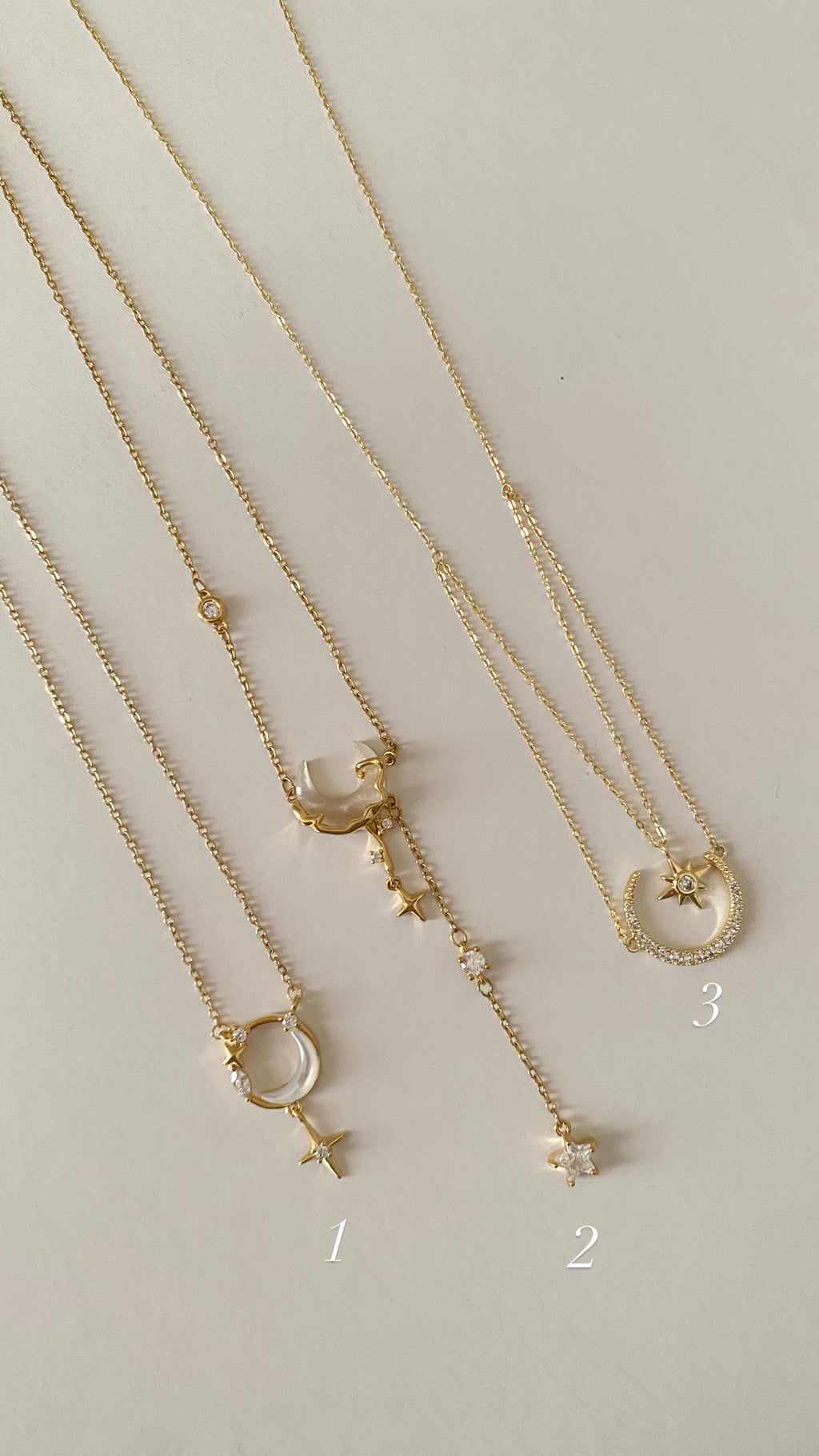 Moon and stars necklaces