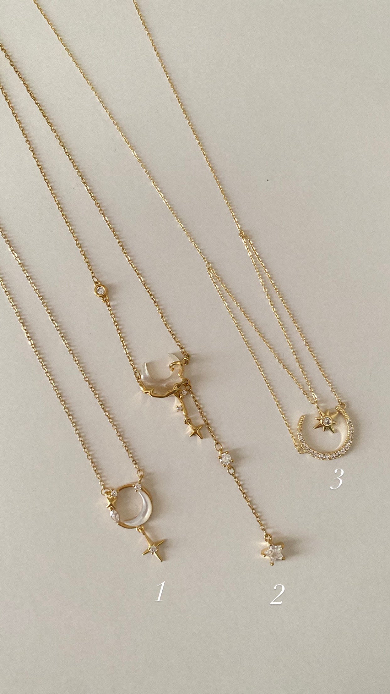 Moon and stars necklaces