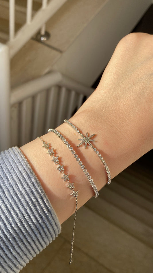 Silver star and tennis bracelets
