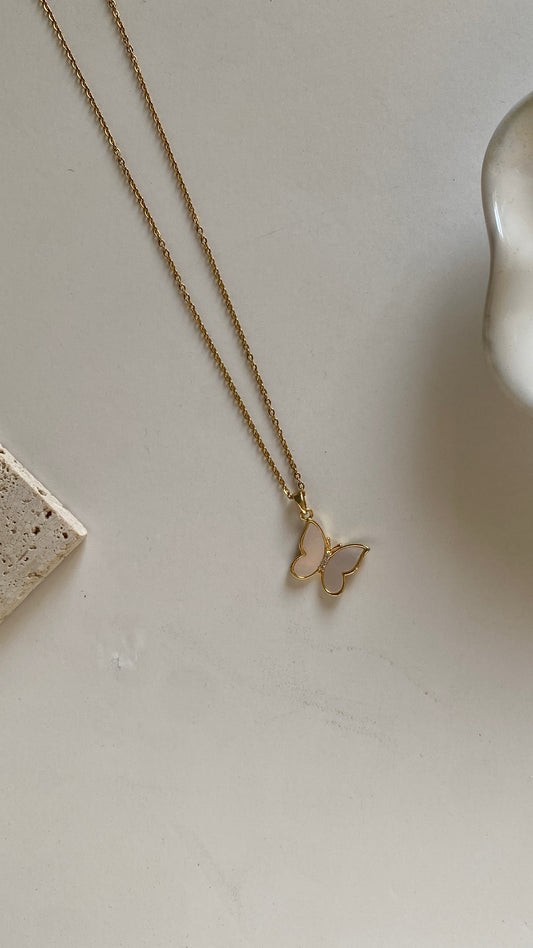 White butterfly necklace