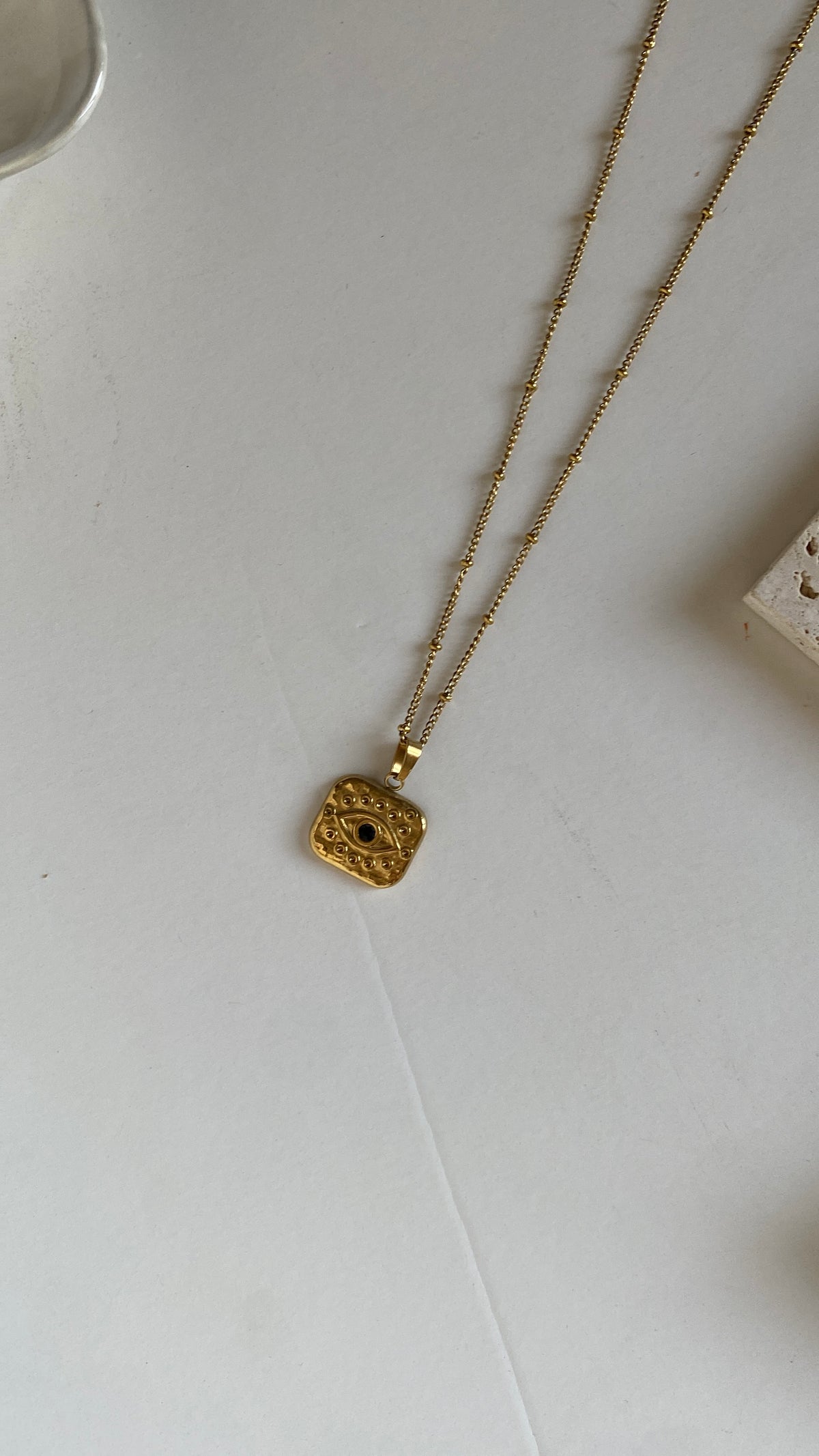 Square evil eye necklace