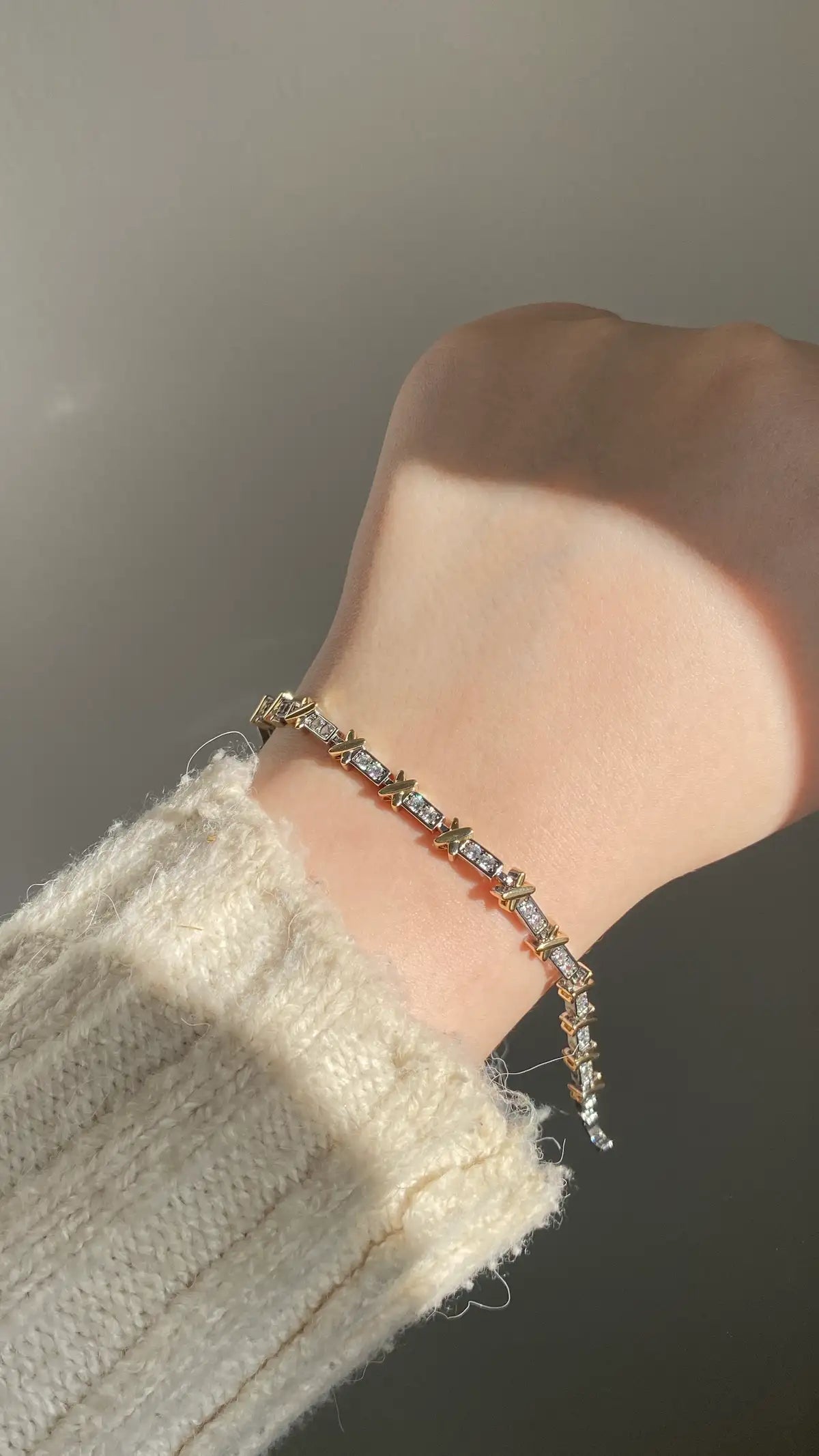Gold in silver bracelet