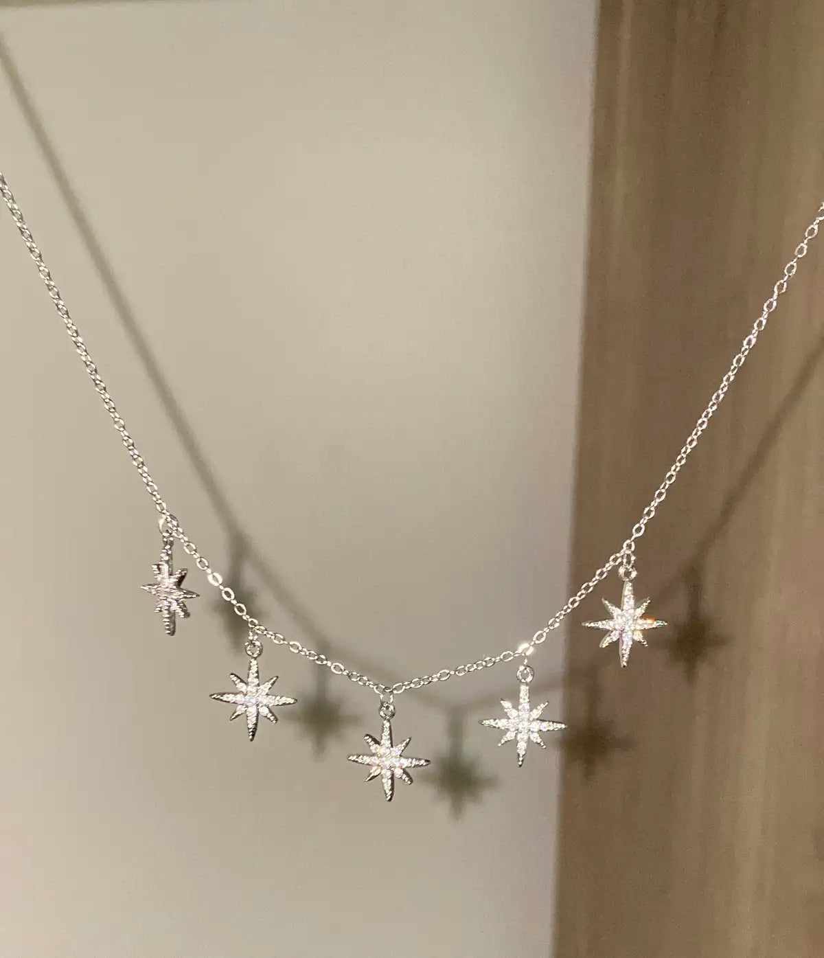 5 Silver stars necklace