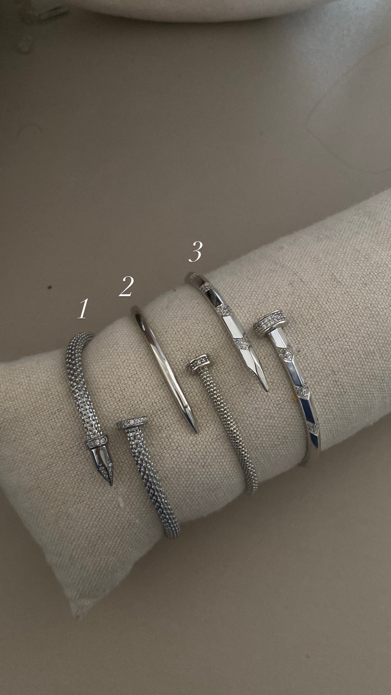 Silver nail bangles