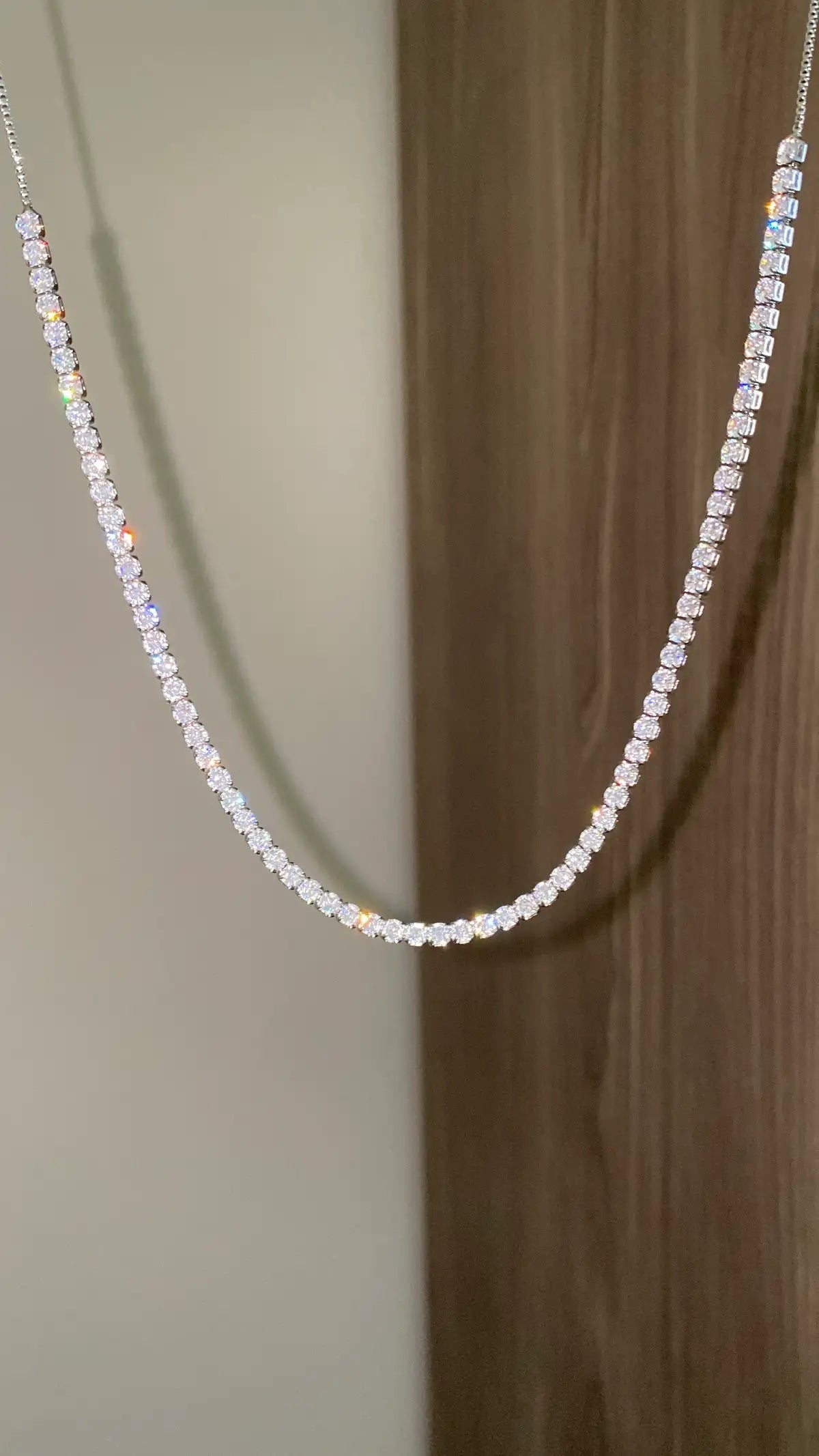 Silver tennis necklace