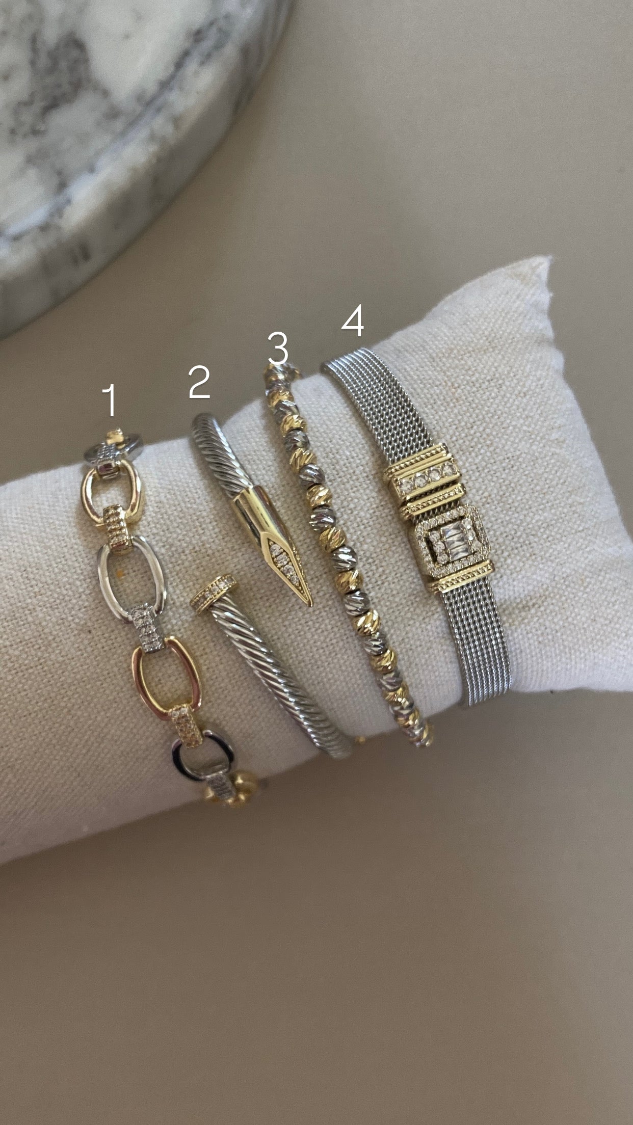 Silver in gold bangles and bracelets