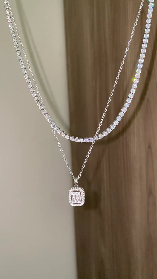 Silver tennis necklace