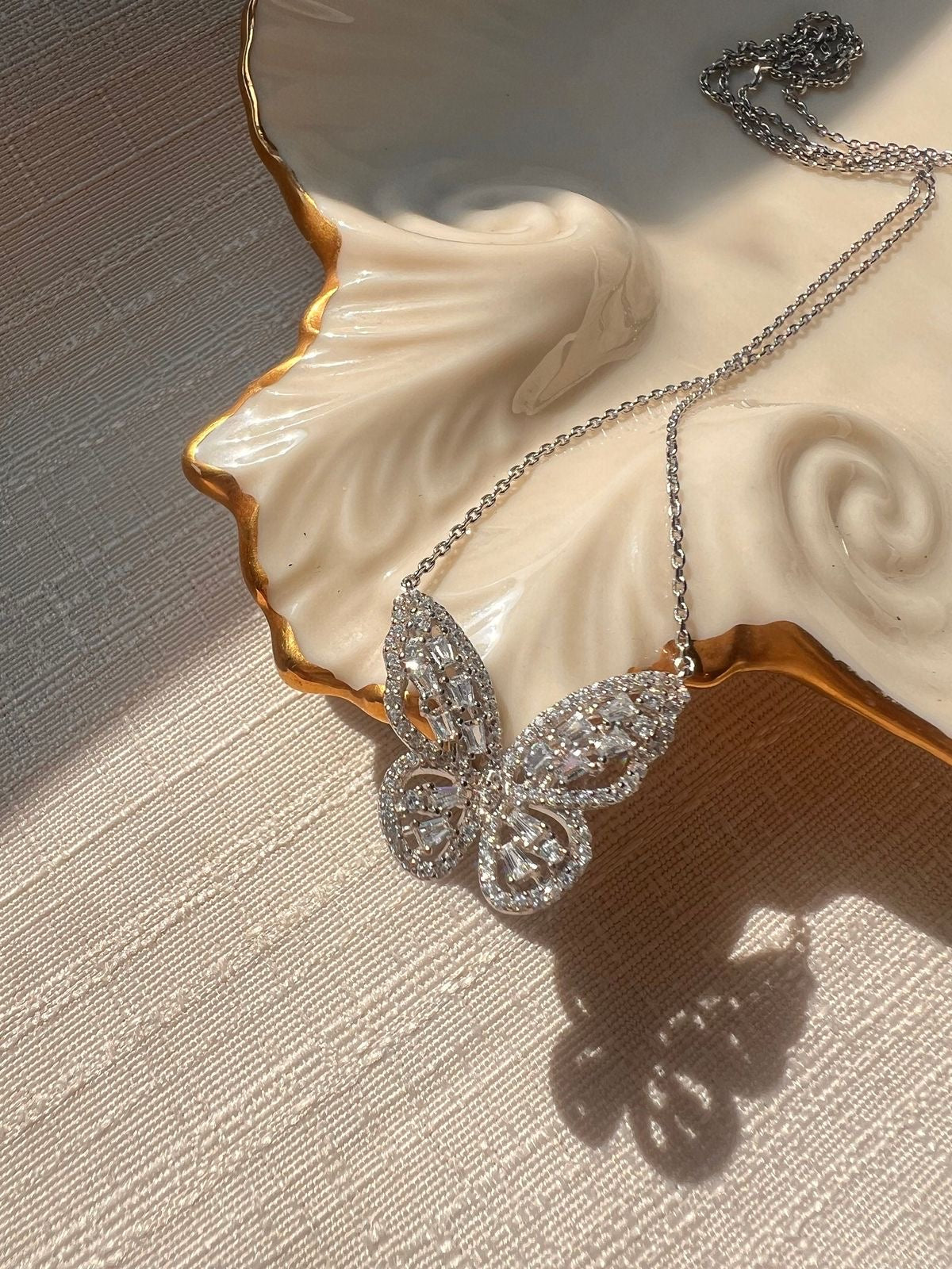 Silver butterfly necklace
