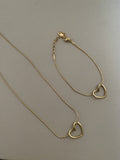Hollow heart necklace and bracelet