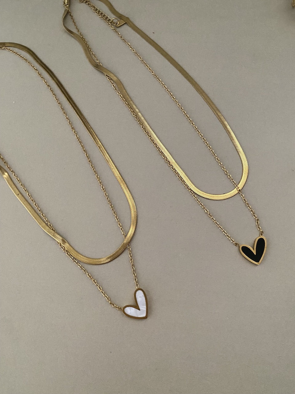 Herringbone and heart necklace
