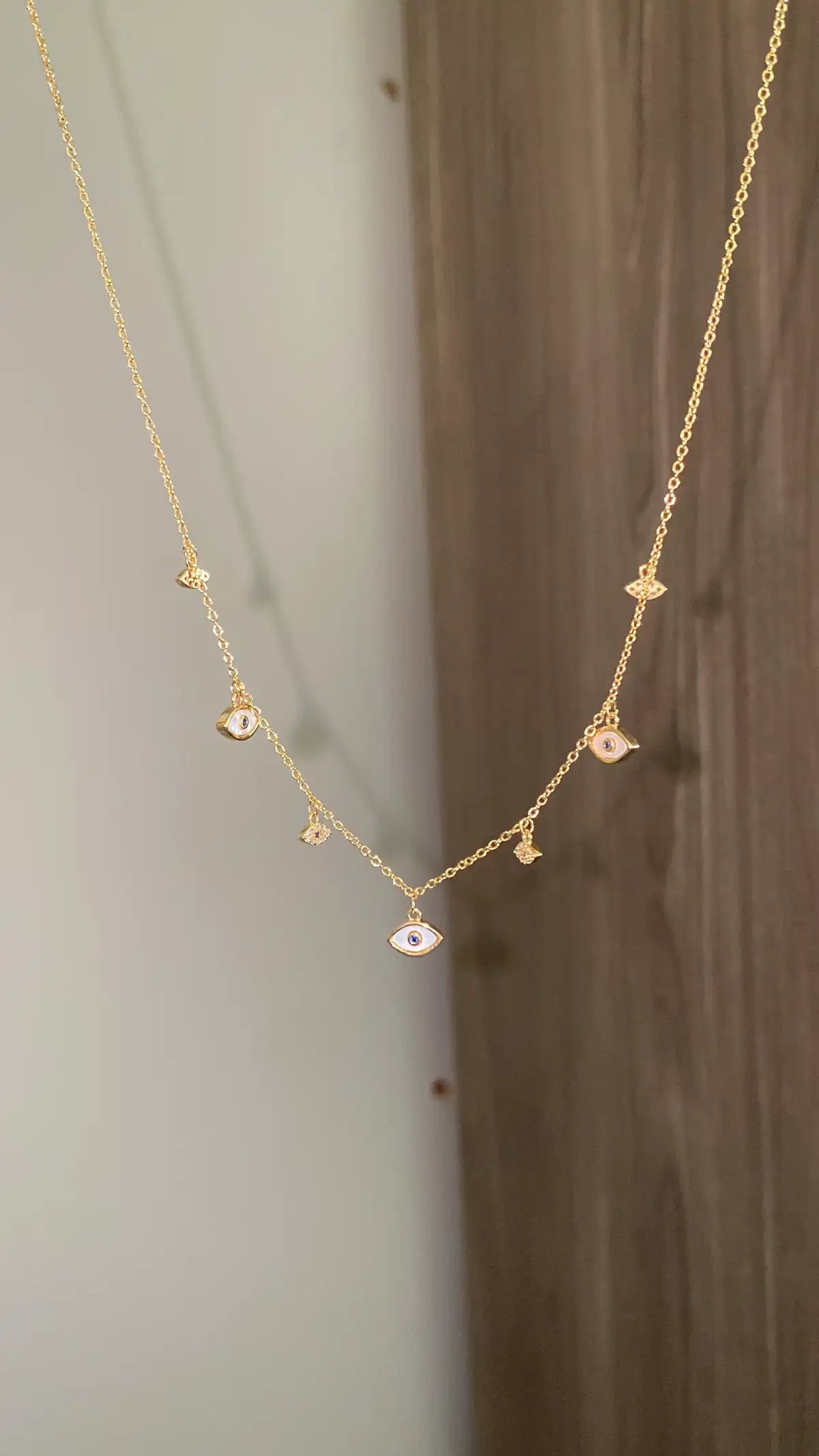 White evil eye necklace