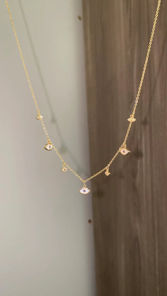 White evil eye necklace