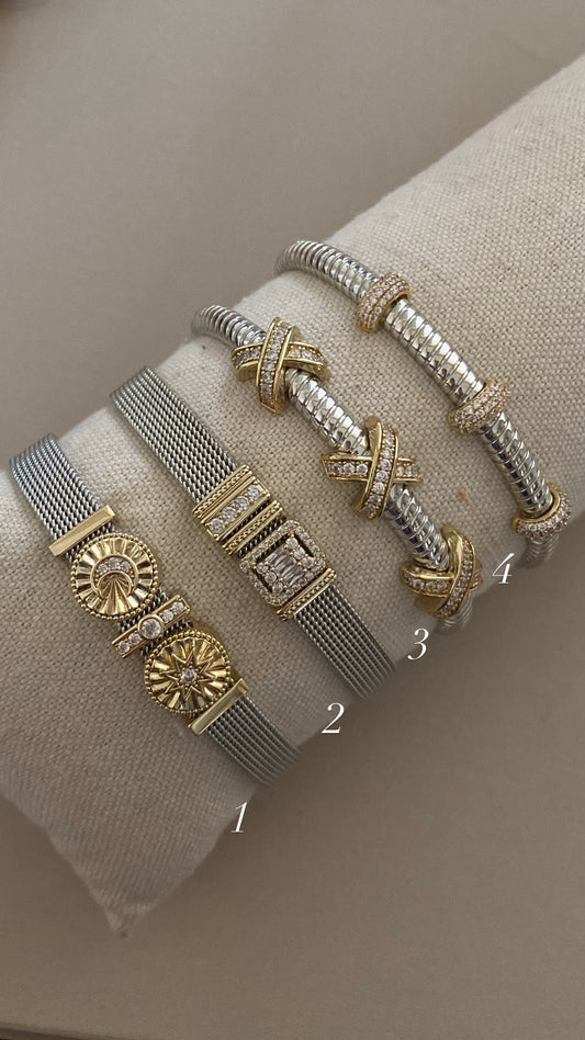Silver in gold bangles