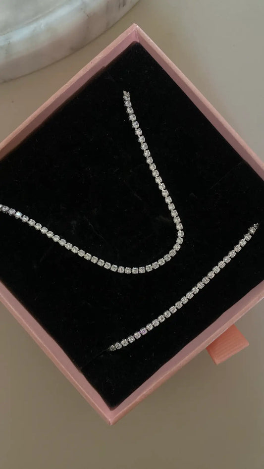 Silver Adjustable necklace and bracelet