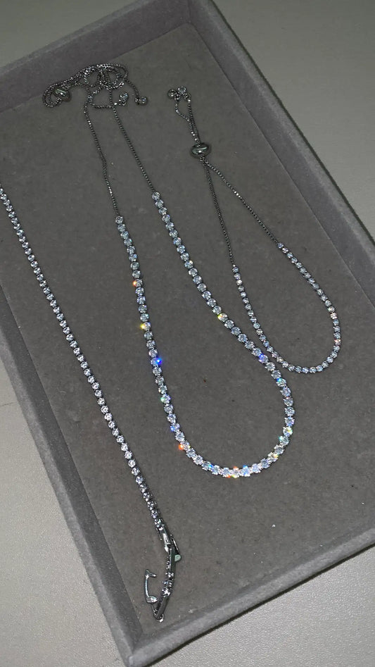 Tennis bracelets and necklace