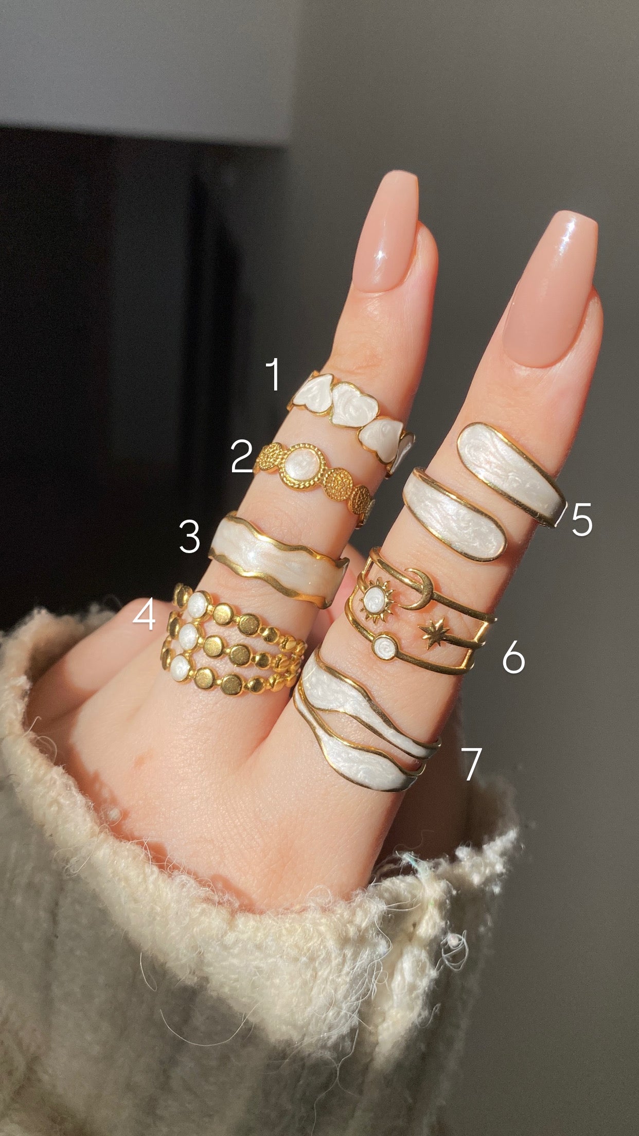 White enamel rings