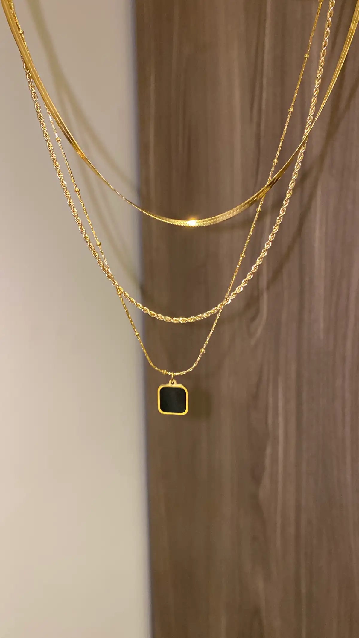 3 layer black necklace
