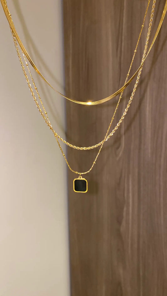 3 layer black necklace