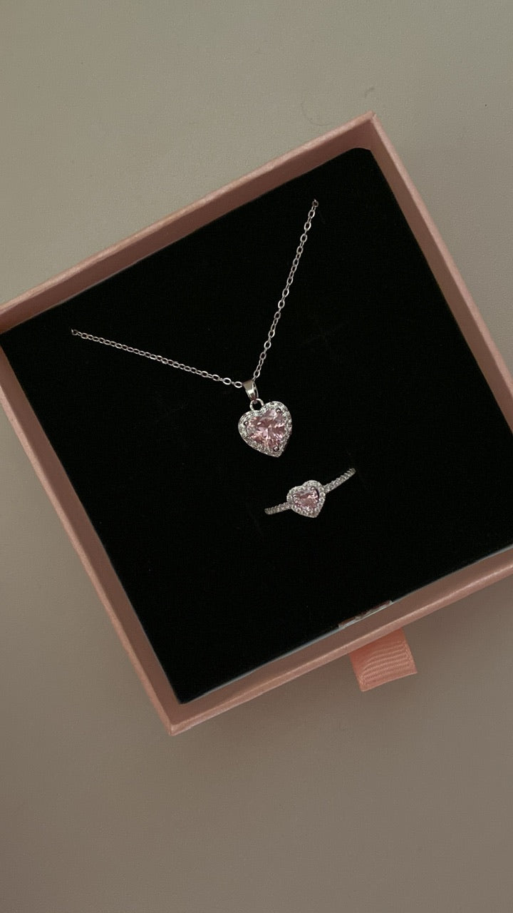 Pink pandora necklace and ring